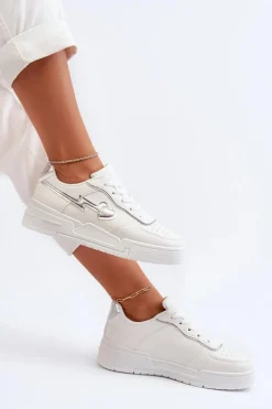 Sneakersy Damskie Na Platformie Białe Zeparine