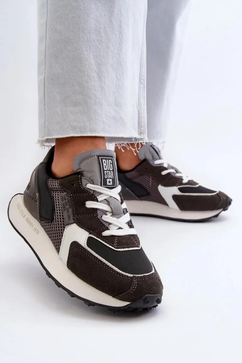 Sneakersy Damskie Na Platformie Memory Foam System Big Star NN274683 Czarne