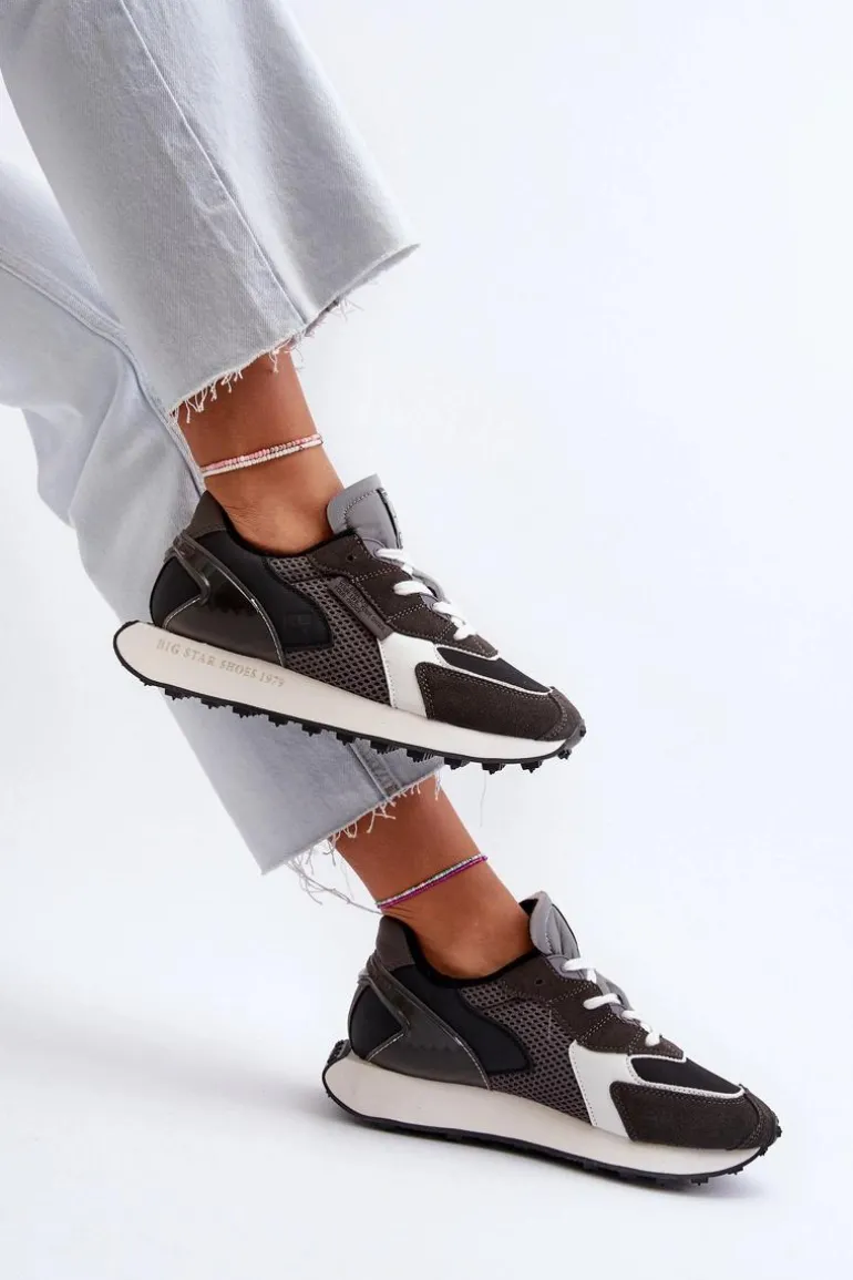 Sneakersy Damskie Na Platformie Memory Foam System Big Star NN274683 Czarne