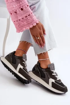 Sneakersy Damskie Na Platformie Memory Foam System Big Star NN274683 Czarne