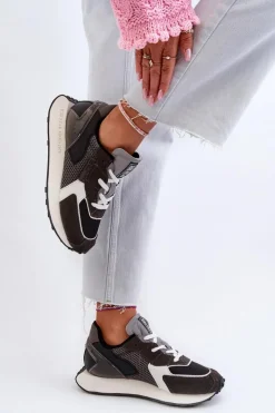 Sneakersy Damskie Na Platformie Memory Foam System Big Star NN274683 Czarne