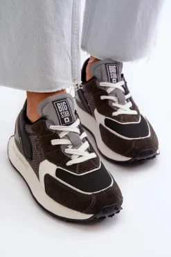 Sneakersy Damskie Na Platformie Memory Foam System Big Star NN274683 Czarne