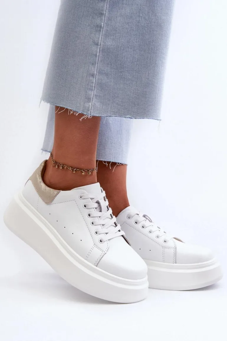 Sneakersy Damskie Na Platformie D&A LR568 Białe