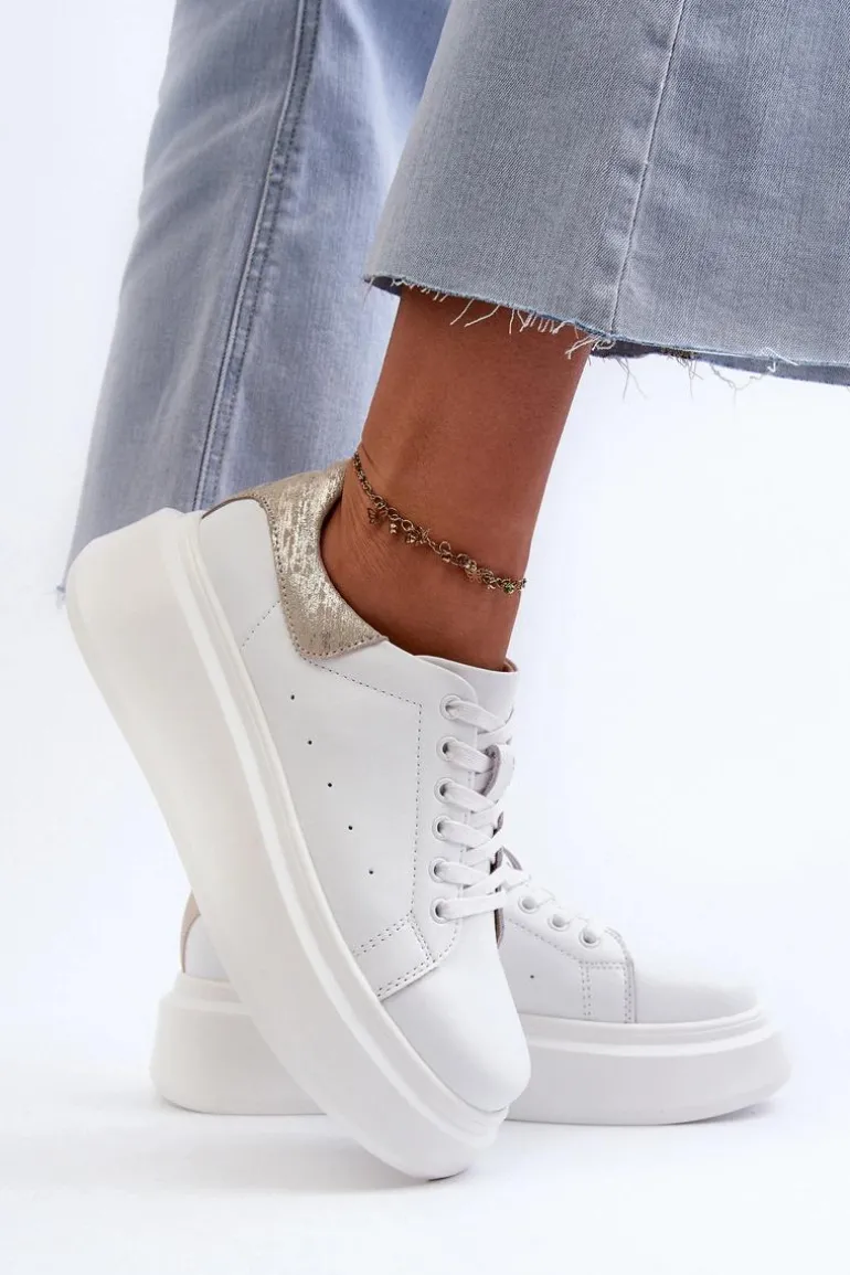 Sneakersy Damskie Na Platformie D&A LR568 Białe