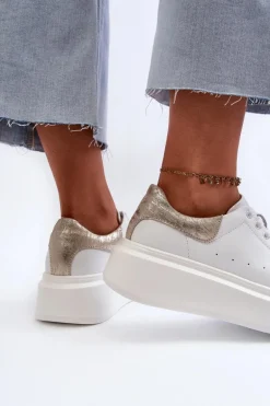 Sneakersy Damskie Na Platformie D&A LR568 Białe