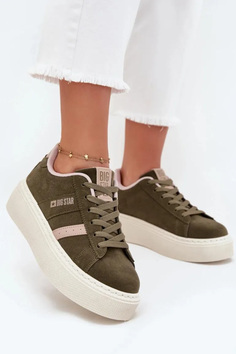 Sneakersy Damskie Na Platformie Big Star SS274349 Zielone