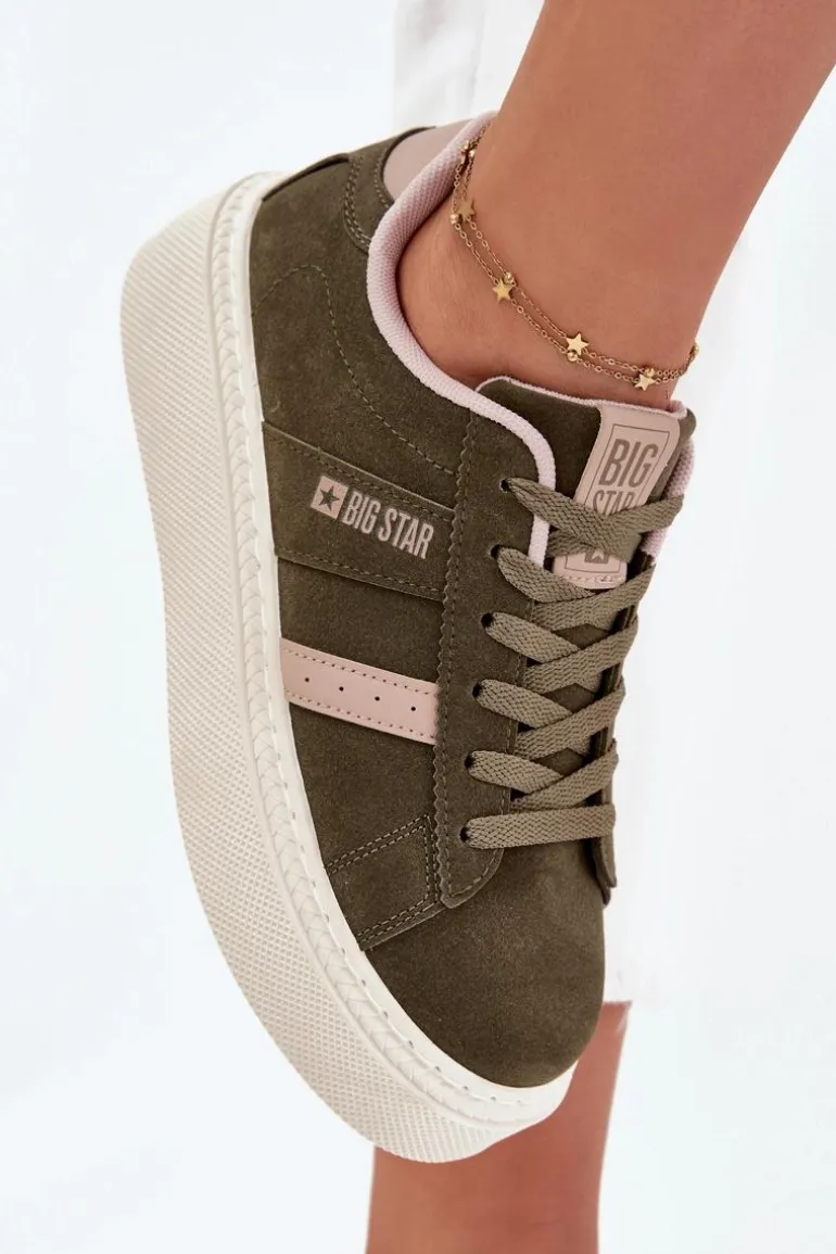 Sneakersy Damskie Na Platformie Big Star SS274349 Zielone
