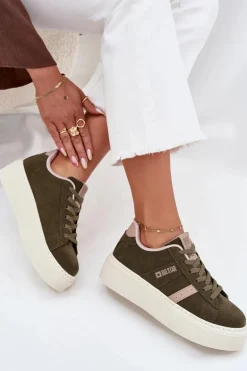 Sneakersy Damskie Na Platformie Big Star SS274349 Zielone