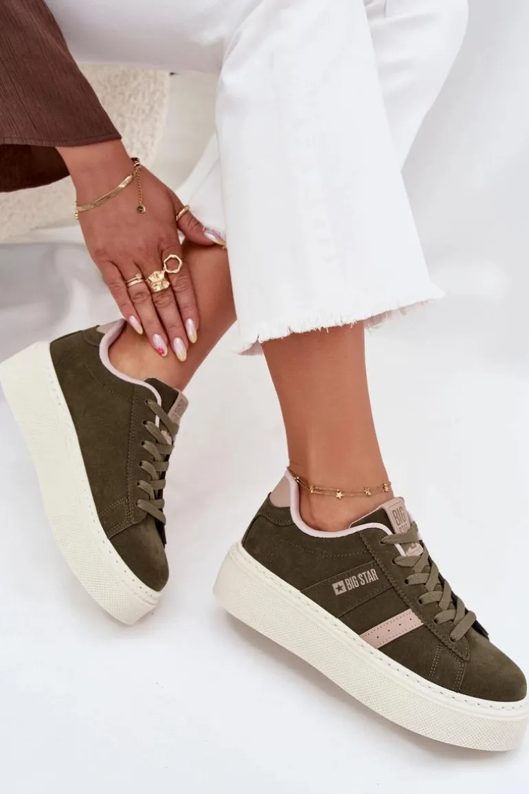 Sneakersy Damskie Na Platformie Big Star SS274349 Zielone