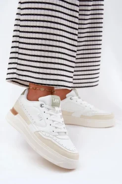 Sneakersy Damskie Na Platformie LEE EMMA WOMEN LOW 50251014.04L Beżowe