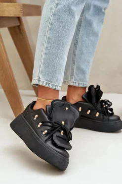 Sneakersy Damskie Na Platformie Czarne Dolistana