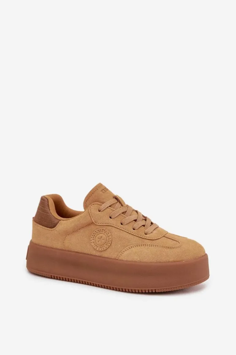 Sneakersy Damskie Na Platformie Big Star SS274762 Camel
