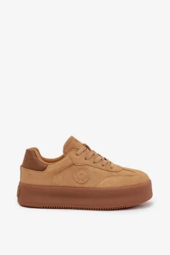 Sneakersy Damskie Na Platformie Big Star SS274762 Camel