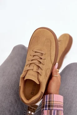 Sneakersy Damskie Na Platformie Big Star SS274762 Camel