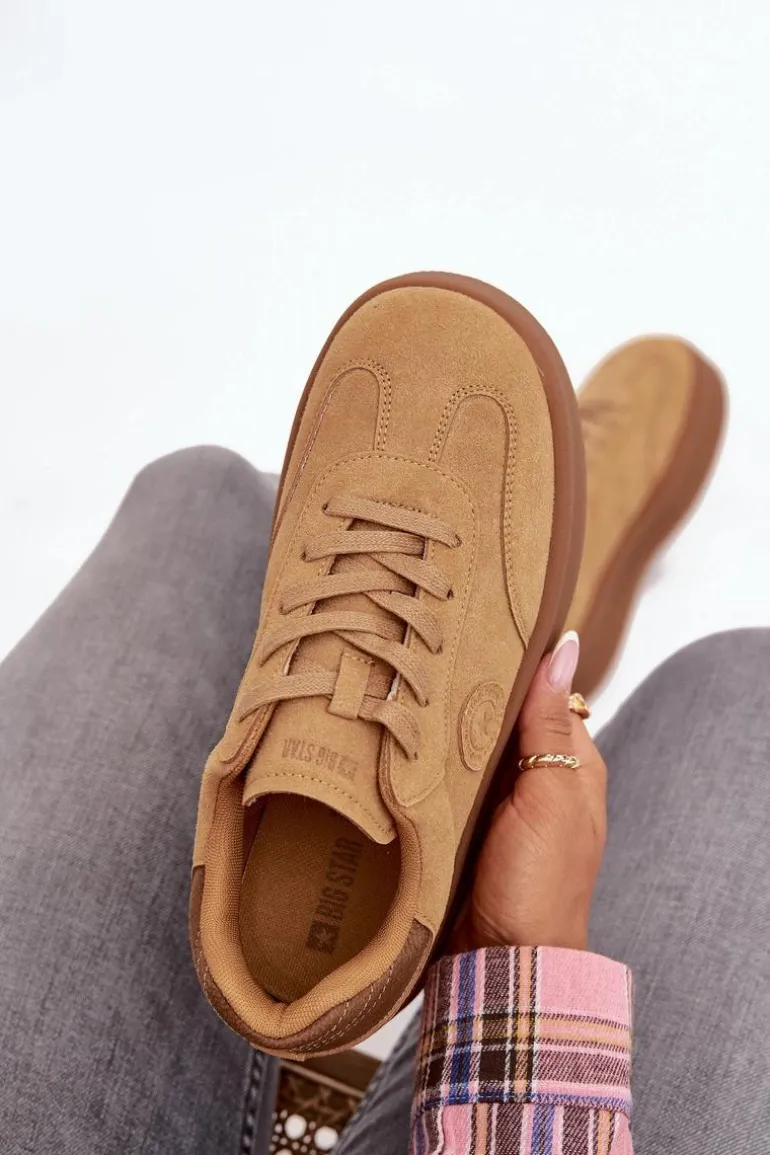 Sneakersy Damskie Na Platformie Big Star SS274762 Camel
