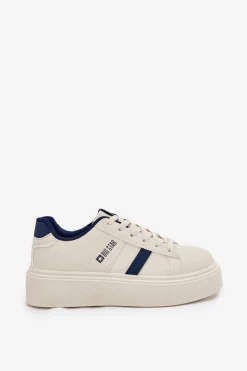 Sneakersy Damskie Na Platformie Big Star SS274347 Jasnobeżowe