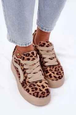 Sneakersy Damskie Na Platformie Panterka Tellnira