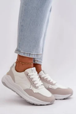 Sneakersy Damskie Na Platformie Z Eko Skóry Białe Issatta