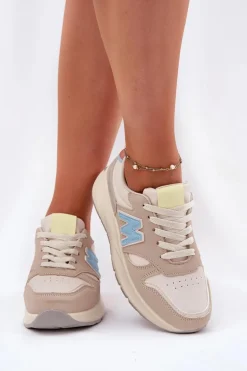 Sneakersy Damskie Na Platformie Beżowe Tenanela