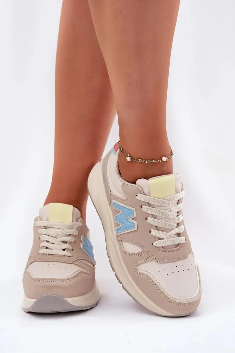 Sneakersy Damskie Na Platformie Beżowe Tenanela