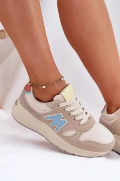 Sneakersy Damskie Na Platformie Beżowe Tenanela