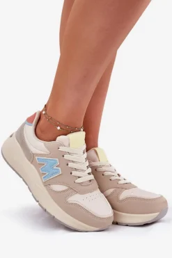 Sneakersy Damskie Na Platformie Beżowe Tenanela