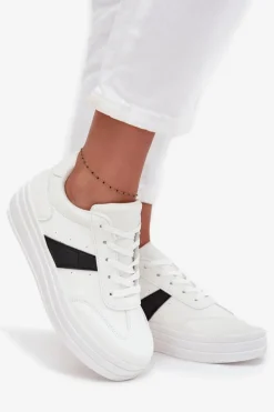 Sneakersy Damskie Na Platformie Białe Elvessia