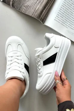 Sneakersy Damskie Na Platformie Białe Elvessia