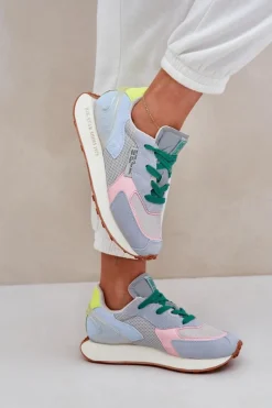 Sneakersy Damskie Na Platformie Memory Foam System Big Star NN274682 Niebieskie