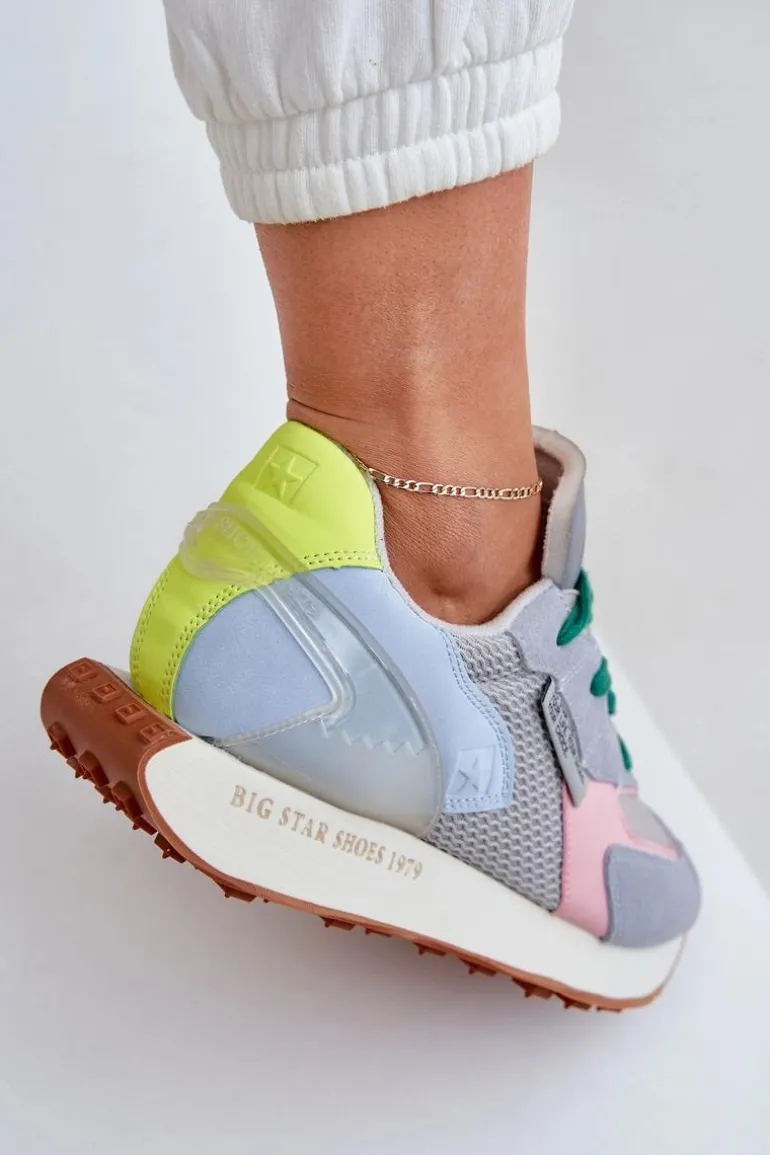 Sneakersy Damskie Na Platformie Memory Foam System Big Star NN274682 Niebieskie