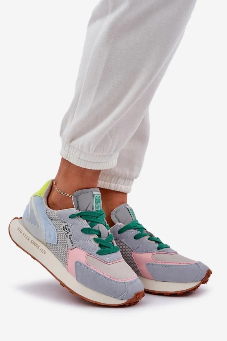 Sneakersy Damskie Na Platformie Memory Foam System Big Star NN274682 Niebieskie