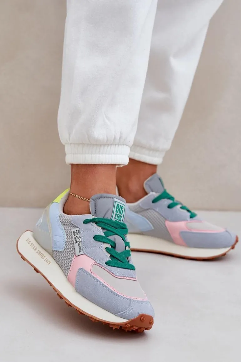 Sneakersy Damskie Na Platformie Memory Foam System Big Star NN274682 Niebieskie