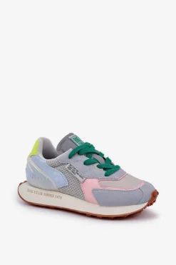 Sneakersy Damskie Na Platformie Memory Foam System Big Star NN274682 Niebieskie