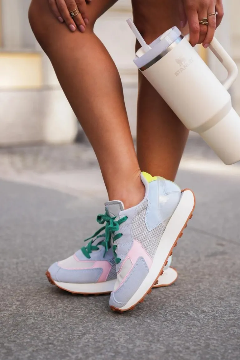 Sneakersy Damskie Na Platformie Memory Foam System Big Star NN274682 Niebieskie