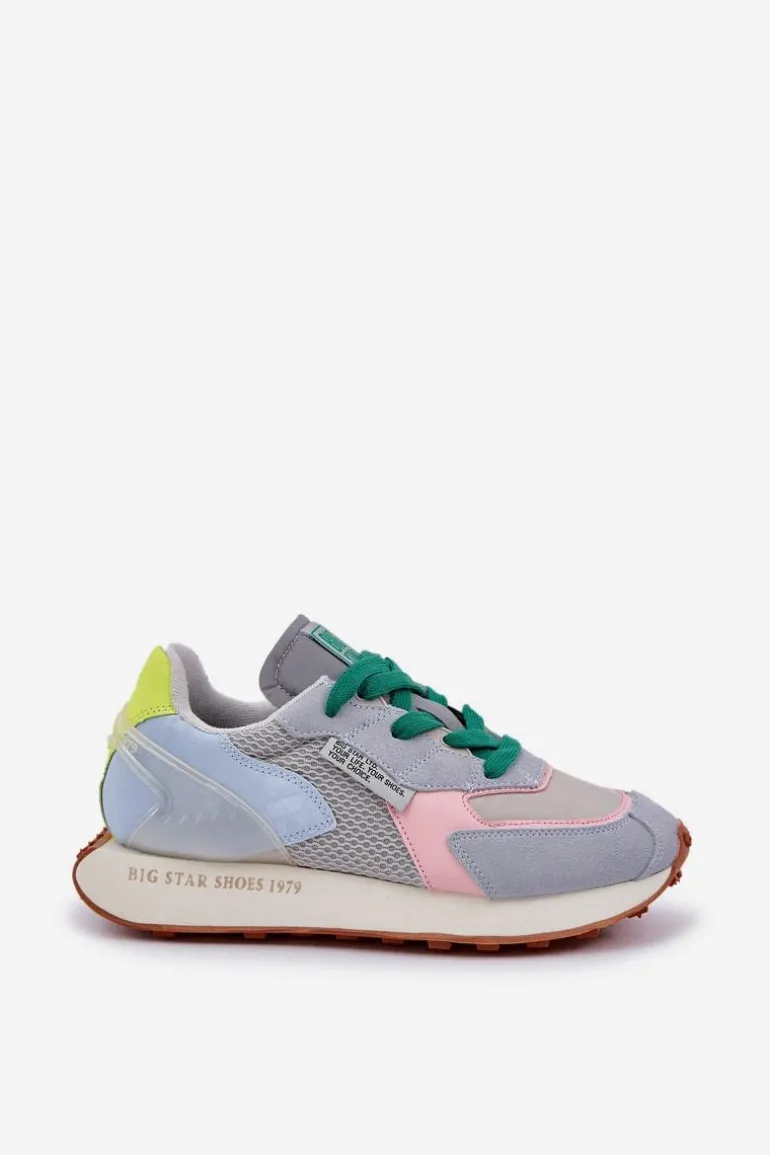 Sneakersy Damskie Na Platformie Memory Foam System Big Star NN274682 Niebieskie