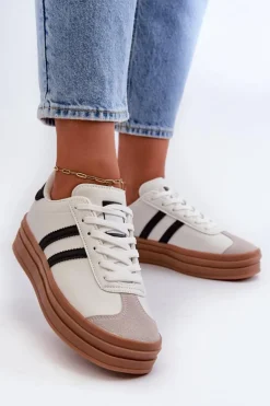 Sneakersy Damskie Na Platformie Białe Egelia