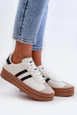 Sneakersy Damskie Na Platformie Białe Egelia