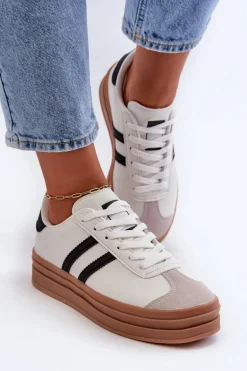 Sneakersy Damskie Na Platformie Białe Egelia