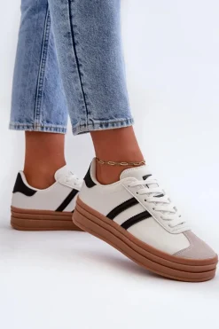 Sneakersy Damskie Na Platformie Białe Egelia