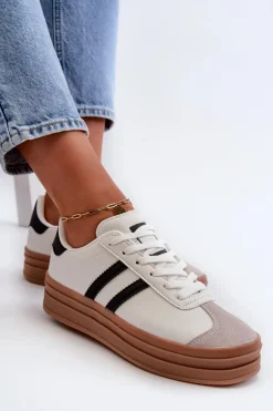Sneakersy Damskie Na Platformie Białe Egelia