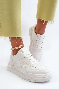 Sneakersy Damskie Na Platformie Z Eko Skóry Białe Lynnette