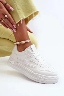 Sneakersy Damskie Na Platformie Z Eko Skóry Białe Lynnette