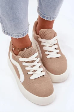 Sneakersy Damskie Na Platformie Khaki Tellnira