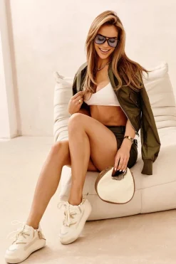 Sneakersy Damskie Na Platformie Beżowe Moariella