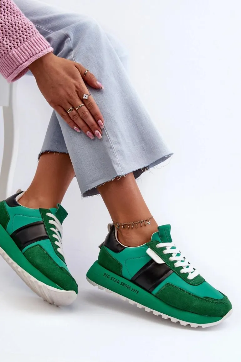 Sneakersy Damskie Na Platformie Big Star NN274501 Memory Foam System Zielone