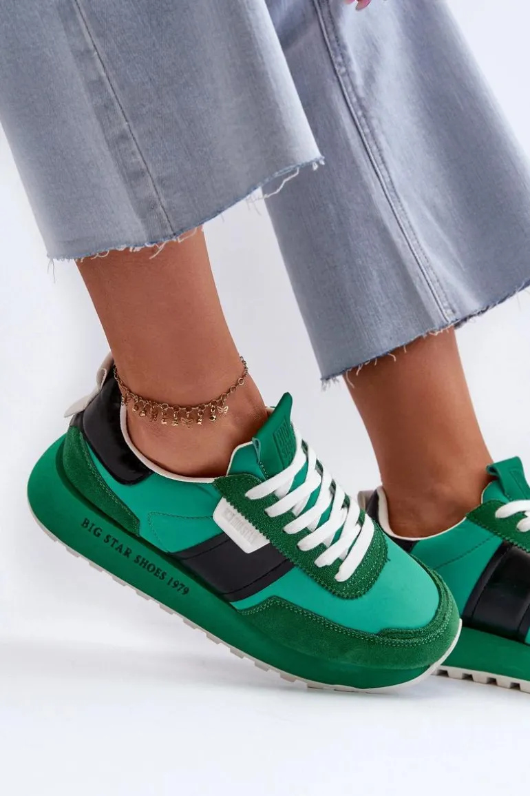 Sneakersy Damskie Na Platformie Big Star NN274501 Memory Foam System Zielone