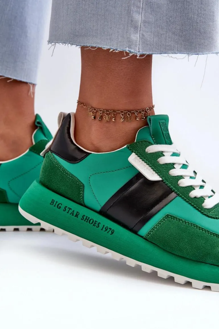 Sneakersy Damskie Na Platformie Big Star NN274501 Memory Foam System Zielone