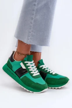 Sneakersy Damskie Na Platformie Big Star NN274501 Memory Foam System Zielone