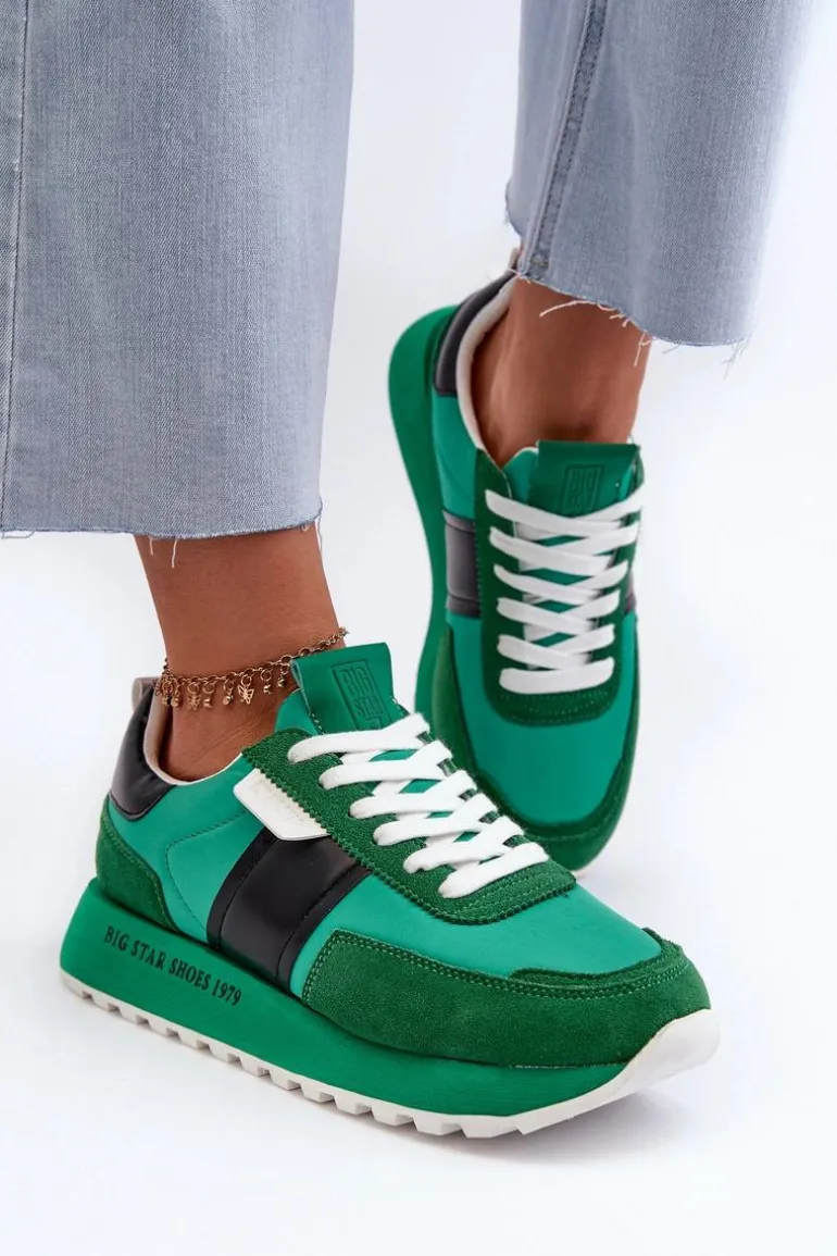 Sneakersy Damskie Na Platformie Big Star NN274501 Memory Foam System Zielone