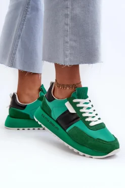 Sneakersy Damskie Na Platformie Big Star NN274501 Memory Foam System Zielone